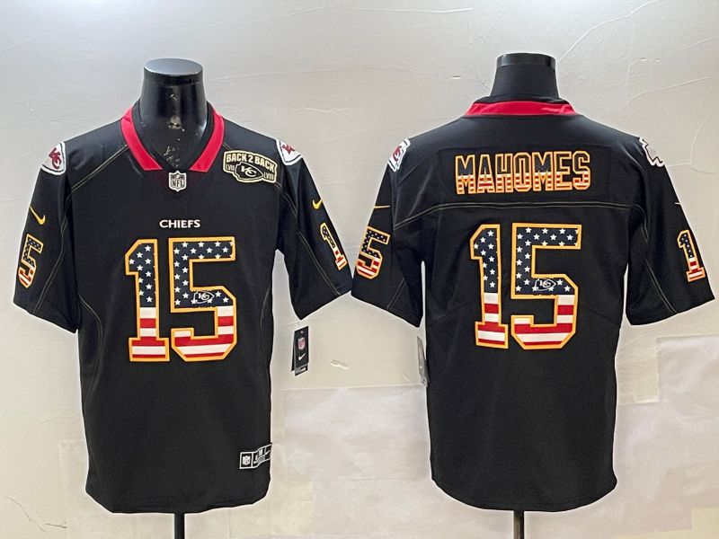 Men Kansas City Chiefs #15 Mahomes Black National Flag 2025 Nike Limited NFL Jersey style 2114->kansas city chiefs->NFL Jersey